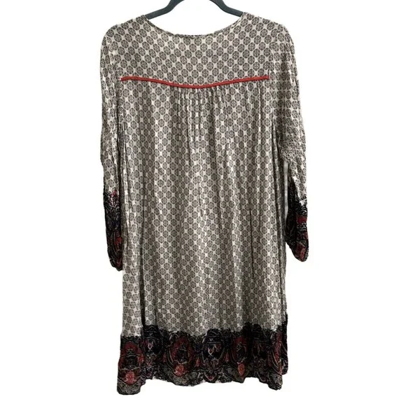 Umgee USA Women’s Tunic Dress Embroidered Boho Hi Low Medallion Gathered Hem Med - Picture 3 of 8
